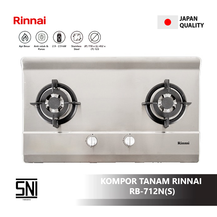 Rinnai Kompor Tanam 2 Tungku Simplicity - RB712N S
